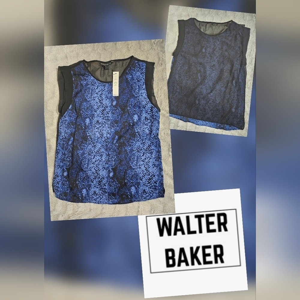 NEW W118 Walter Baker Snake Print Blue Blouse Small